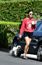 LUCY HALE in Shorts Out with Elvis in Studio City 07/16/2020
