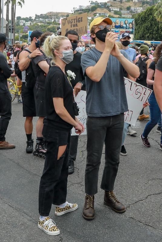 MAIKA MONROE and Joe Keery at Breonna Taylor Protest in Los Angeles 06/05/2020