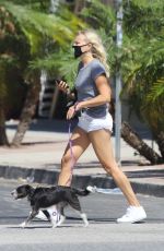 MALIN AKERMAN in Shorts Out with Her Dog in Los Feliz 07/15/2020