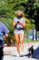 MALIN AKERMAN in Shorts Out with Her Dog in Los Feliz 07/15/2020