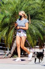 MALIN AKERMAN in Shorts Out with Her Dog in Los Feliz 07/15/2020