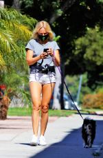 MALIN AKERMAN in Shorts Out with Her Dog in Los Feliz 07/15/2020