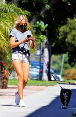 MALIN AKERMAN in Shorts Out with Her Dog in Los Feliz 07/15/2020