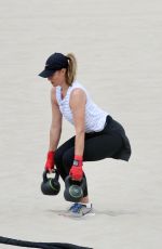 MARIA SHARAPOVA Workout at a Beach in Los Angeles 07/29/2020