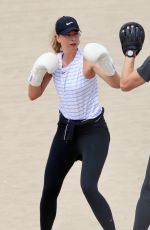 MARIA SHARAPOVA Workout at a Beach in Los Angeles 07/29/2020