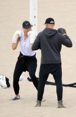 MARIA SHARAPOVA Workout at a Beach in Los Angeles 07/29/2020