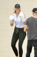 MARIA SHARAPOVA Workout at a Beach in Los Angeles 07/29/2020