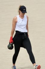 MARIA SHARAPOVA Workout at a Beach in Los Angeles 07/29/2020