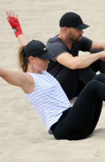 MARIA SHARAPOVA Workout at a Beach in Los Angeles 07/29/2020