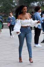 MAYA JAMA in Tights Denim Out in London 07/07/2020