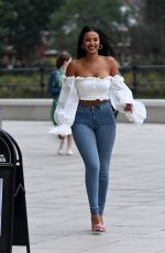 MAYA JAMA in Tights Denim Out in London 07/07/2020