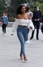 MAYA JAMA in Tights Denim Out in London 07/07/2020