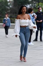 MAYA JAMA in Tights Denim Out in London 07/07/2020