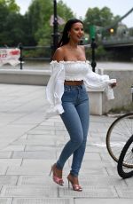 MAYA JAMA in Tights Denim Out in London 07/07/2020