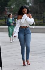 MAYA JAMA in Tights Denim Out in London 07/07/2020
