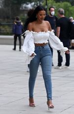 MAYA JAMA in Tights Denim Out in London 07/07/2020