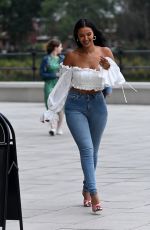 MAYA JAMA in Tights Denim Out in London 07/07/2020