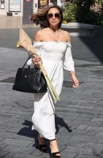 MYLEENE KLASS ina White Dress Arrives at Smooth Radio in London 07/22/2020