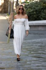 MYLEENE KLASS ina White Dress Arrives at Smooth Radio in London 07/22/2020