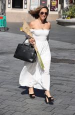 MYLEENE KLASS ina White Dress Arrives at Smooth Radio in London 07/22/2020