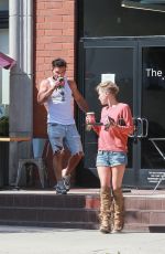 NICKY WHELAN in Denim Shorts at Bulletproof Coffee in Santa Monica 06/30/2020