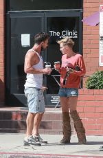 NICKY WHELAN in Denim Shorts at Bulletproof Coffee in Santa Monica 06/30/2020