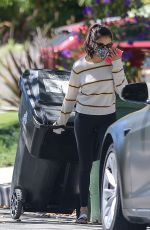 NINA DOBREV Taking a Trash Bin Outside Her Home in West Hollywood 07/18/2020