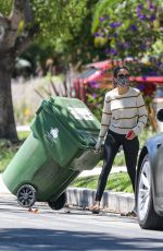 NINA DOBREV Taking a Trash Bin Outside Her Home in West Hollywood 07/18/2020