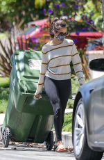 NINA DOBREV Taking a Trash Bin Outside Her Home in West Hollywood 07/18/2020