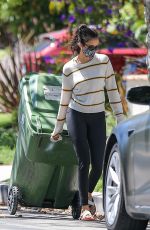 NINA DOBREV Taking a Trash Bin Outside Her Home in West Hollywood 07/18/2020