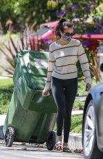 NINA DOBREV Taking a Trash Bin Outside Her Home in West Hollywood 07/18/2020