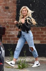 PAIGE TURLEY in Rippde DEnim at a Recording Studio in Manchester 07/10/2020