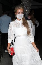 PARIS HILTON in a White Dress at Madeo Restaurant in Beverly Hills 06/30/2020