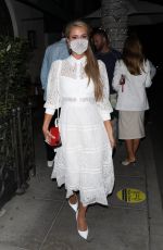 PARIS HILTON in a White Dress at Madeo Restaurant in Beverly Hills 06/30/2020
