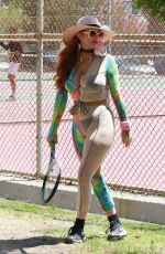 PHOEBE PRICE at a Tennis Court in Los Angeles 07/22/2020