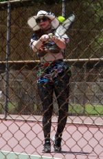 PHOEBE PRICE Having Tennis Lession at a Court in Los Angeles 07/12/2020