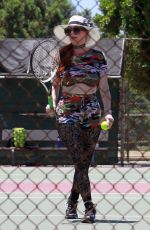 PHOEBE PRICE Having Tennis Lession at a Court in Los Angeles 07/12/2020