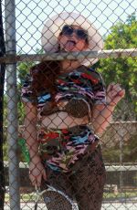 PHOEBE PRICE Having Tennis Lession at a Court in Los Angeles 07/12/2020