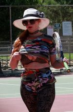 PHOEBE PRICE Having Tennis Lession at a Court in Los Angeles 07/12/2020