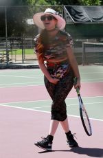 PHOEBE PRICE Having Tennis Lession at a Court in Los Angeles 07/12/2020