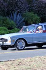 Pregnant KATY PERRY Driving Her Classic Mercedes Convertible Out in Santa Barbara 07/19/2020