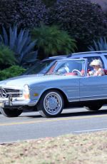 Pregnant KATY PERRY Driving Her Classic Mercedes Convertible Out in Santa Barbara 07/19/2020