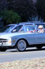 Pregnant KATY PERRY Driving Her Classic Mercedes Convertible Out in Santa Barbara 07/19/2020