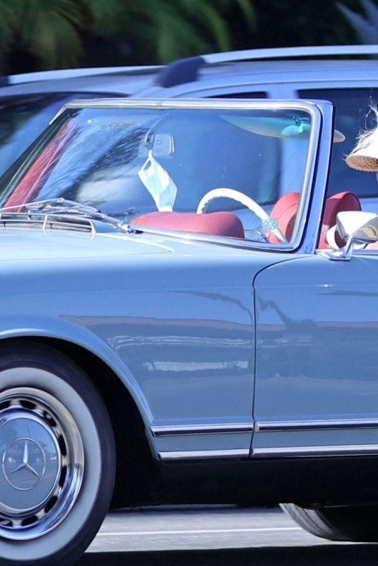 Pregnant KATY PERRY Driving Her Classic Mercedes Convertible Out in Santa Barbara 07/19/2020