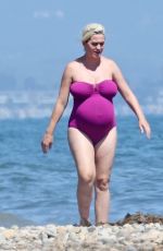 Pregnant KATY PERRY in Swimsuit at a Beach in Malibu 07/12/2020