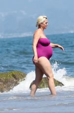 Pregnant KATY PERRY in Swimsuit at a Beach in Malibu 07/12/2020
