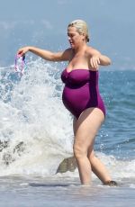 Pregnant KATY PERRY in Swimsuit at a Beach in Malibu 07/12/2020