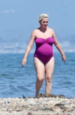 Pregnant KATY PERRY in Swimsuit at a Beach in Malibu 07/12/2020