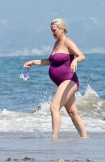Pregnant KATY PERRY in Swimsuit at a Beach in Malibu 07/12/2020