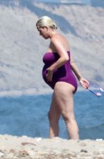 Pregnant KATY PERRY in Swimsuit at a Beach in Malibu 07/12/2020